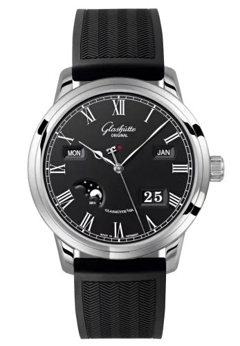 Senator Perpetual Calendar Stainless Steel Black / Rubber / Folding