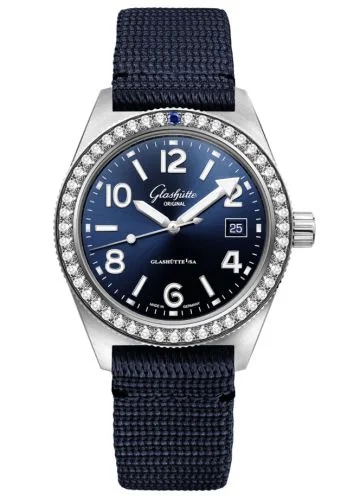 SeaQ Date Stainless Steel / Diamond / Blue / Synthetic - Pin