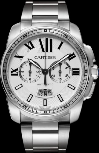 Calibre de Cartier Chronograph Stainless Steel / Silver / Bracelet