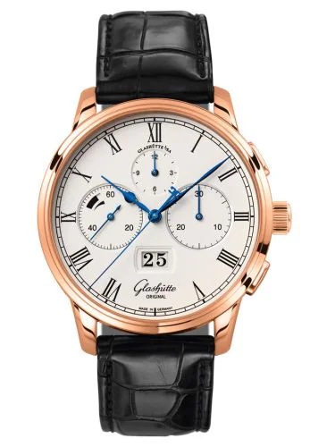 Senator Chronograph Panorama Date Red Gold / Silver / Alligator / Pin