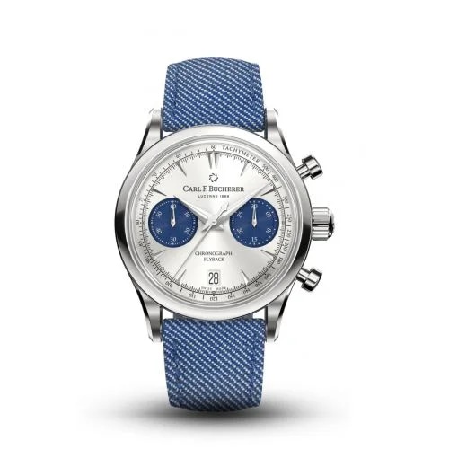 Manero Flyback 40 Stainless Steel / Silver - Blue