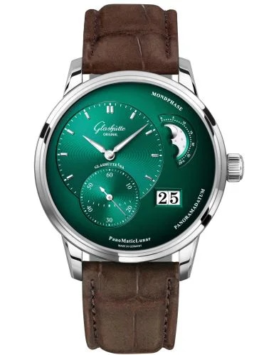 PanoMatic Lunar Stainless Steel / Green / Alligator / Pin