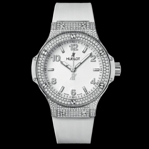 Big Bang 38 Quartz Stainless Steel - Pavé / White / Rubber
