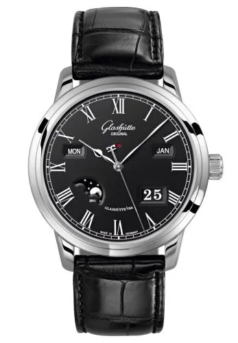 Senator Perpetual Calendar Stainless Steel / Black / Alligator / Folding