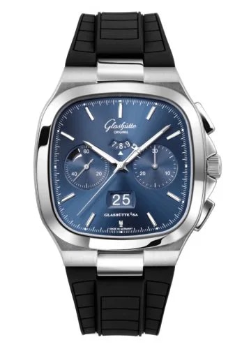 Seventies Chronograph Panorama Date Blue / Rubbe r - Folding