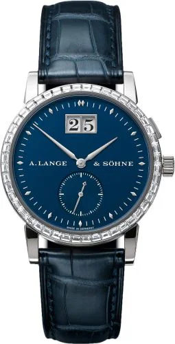Saxonia Big Date White Gold - Baguette / Blue