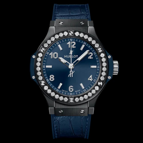 Big Bang 38 Quartz Ceramic - Diamond / Blue / Alligator