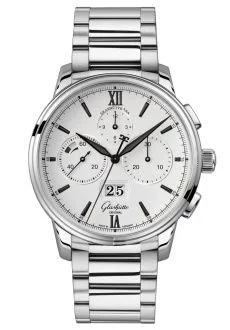 Senator Chronograph Panorama Date Stainless Steel / White / Bracelet
