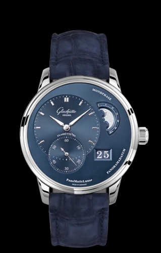 PanoMatic Lunar Stainless Steel / Blue / Alligator