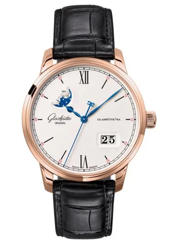 Senator Excellence Panorama Date Moonphase Red Gold / Silver / Alligator / Folding