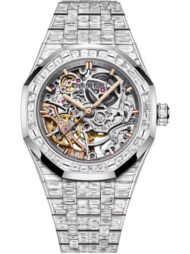 Royal Oak 37 Double Balance Wheel Openworked  White Gold - Baguette