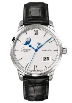 Senator Excellence Panorama Date Moonphase Stainless Steel / Silver / Alligator / Folding