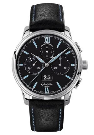Senator Chronograph Panorama Date Stainless Steel / Black / Calf - Folding