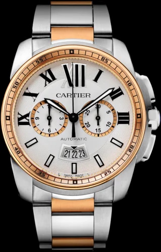 Calibre de Cartier Chronograph Stainless Steel / Pink Gold / Silver / Bracelet