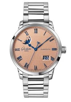 Senator Excellence Panorama Date Moonphase Stainless Steel / Frosted Copper / Bracelet