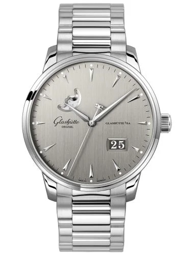 Senator Excellence Panorama Date Moonphase Stainless Steel / Grey / Bracelet