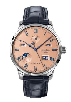 Senator Perpetual Calendar Stainless Steel / Salmon  / Alligator / Folding